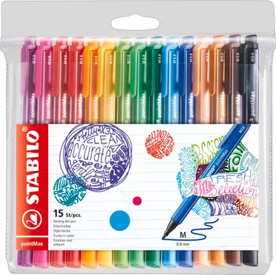 Produktbild von STABILO Filzschreiber - pointMax - 15er Pack - 15 verschiedene Farben