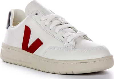 Produktbild von Veja V 12 Leather Classy Leather Logo Low Damen Sneaker in Weiß Rot – 5 Großbritannien - 38 EU - 7 US / weiß Rot
