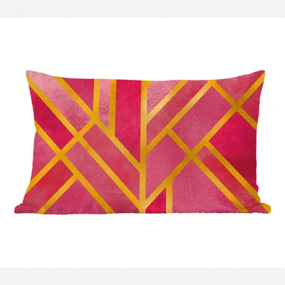 Produktbild von MuchoWow® Zierkissen Sofakissen Wohnzimmer Dekokissen 60x40 cm Gold - Design - Rosa - Kopfkissen - Polster mit Foto