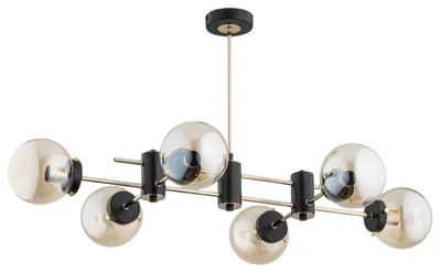 Obrázek produktu pro Lustr Sola, černý a jantarový, 6xE14x40W, sklo, rozměry: 51x96x57 cm, IP20, Alfa