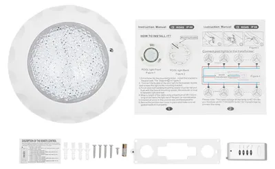 Obrázek produktu pro Bazénové osvětlení – podvodní LED – 45 W – vodotěsné IP68 – 12 V střídavého proudu – dálkové ovládání – samostatná montáž – RGB