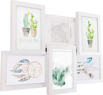 Produktbild von EUGAD Bilderrahmen für 6 Fotos, aus MDF-Platten, Wandmontage, Weiß, 10x15 cm