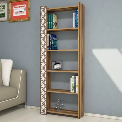 Produktbild von Skye Decor, City - Walnut, White, Bücherregal, Nussbaum, 100 % MELAMINBESCHICHTETE SPANPLATTEN, 64,6 x 24,2 x 170 cm