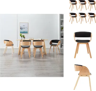 Produktbild von vidaXL Esszimmerstühle 6 Stk. Schwarz Bugholz und Kunstleder -  Esszimmerstühle