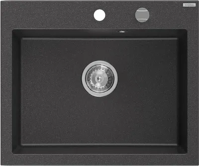 Produktbild von Mexen Elix Granitspüle 1-beckig 600 x 500 mm, schwarz gesprenkelt, Siphon Chrom - 6525601005-76