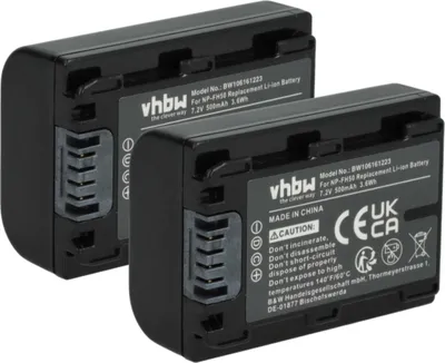 Produktbild von vhbw 2x Akku Ersatz für Sony NP-FH50, NP-FH100, NP-FH70, NP-FH40 für Kamera (500 mAh, 7,2 V, Li-Ion), Infochip