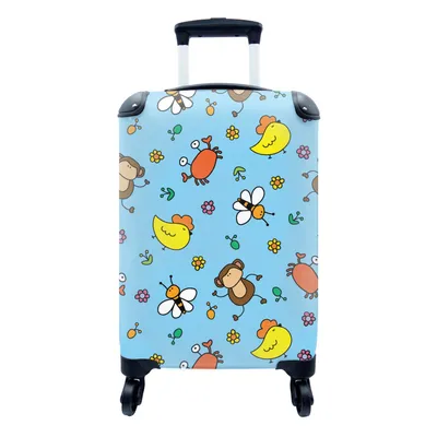 Produktbild von MuchoWow® Koffer Handgepäck Trolley Rollkoffer Kleine Reisekoffer mit 4 Rollen - Tiere - Bienen - Muster - Cabin Size < 55x40x23 cm & 55x40x20 cm - Kinderkoffer - Kabinenkoffer - Boardgepäck - Reise-Box - Reisekoffer - Reisegepäck - Koffer mit Bild - Trolley für Kinder