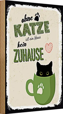 Produktbild von Holzschild Spruch Ohne Katze ist Haus kein Zuhause 20x30cm