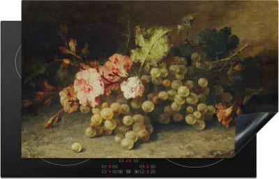 Produktbild von KitchenYeah© Herdabdeckplatte Obst - Stilleben mit Weintrauben - Alte Meister , 85x52cm, Küche Deko, Glaskeramikkochfeld Herdabdeckung, Abdeckplatte fùr Kochfeld