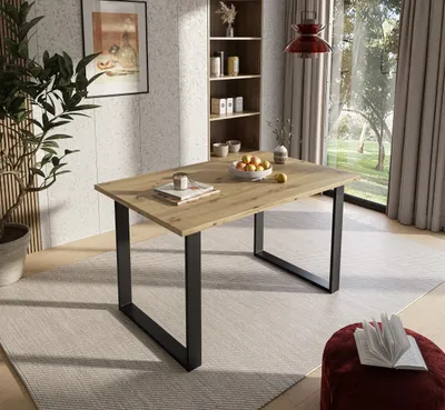 Produktbild von Tisch ART 125 cm unausklappbar Artisan Eiche, Untergestellfarbe: Schwarz, Esstisch
