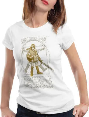 Produktbild von style3 Vitruvianischer Link Damen T-Shirt zelda snes nes legend ocarina, Farbe:Weiß, Größe:2XL