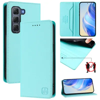 Produktbild von Lederhülle für Infinix Hot 60 Pro Hülle Flip Brieftasche Kartenfächern Ständer Schutzhülle Türkis