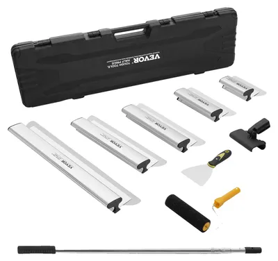 Productafbeelding van VEVOR Gipsplaatkitbladenset, 178/254/356/406/610 mm kitbladen + 862-2072 mm verlenghandgreep, roestvrijstalen mes, kitgereedschap, voor gipsplaat/wandplaat/gipskarton