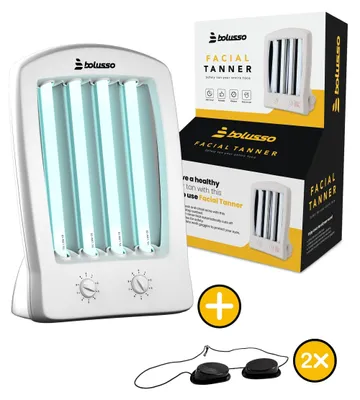 Productafbeelding van Bolusso gezichtsbronser, een thuiszonnebank voor het gezicht, met 4 lampen, een geheugenfunctie en 2 beschermende brillen