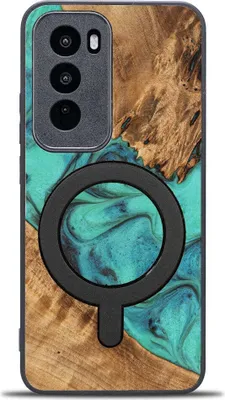 Productafbeelding van Houten hoesje voor de Oppo Reno 12, Bewood Unique Turquoise, geschikt voor MagSafe