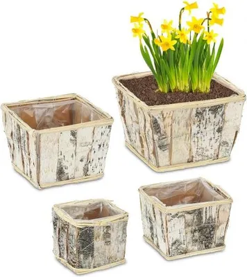 Produktbild von Quadratischer Blumentopf Birke 4er-Set