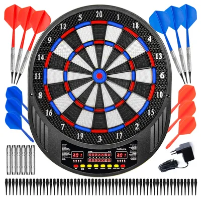 Zdjęcie produktu dla Tarcza dart elektroniczna tablica MatePro Stratos, zasilacz USB-C lub baterie, 6 rzutek, 1-8 graczy, 33 gry