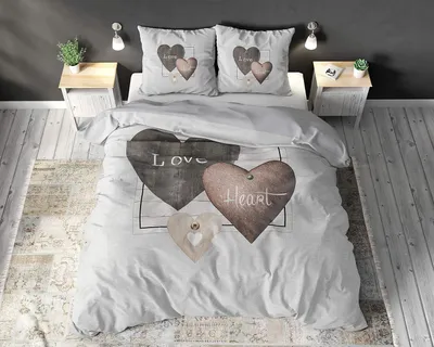 Image de TRANKIELO® - Ensemble de couette "Amour Cœur", 240 x 220 cm - 100% coton - Inclut 2 taies d'oreiller