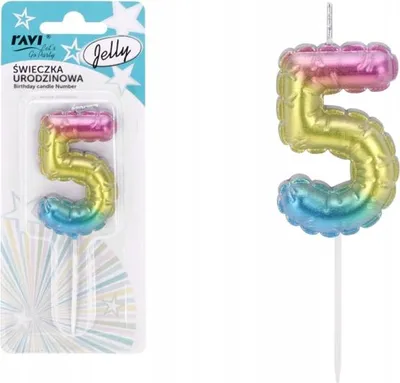 Zdjęcie produktu dla Świeczki urodzinowe cyferki 5 świeczka na tort