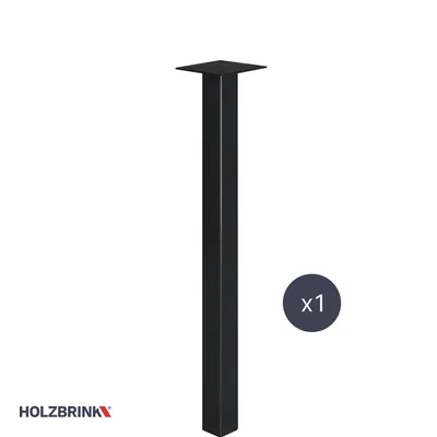 Produktbild von HOLZBRINK Tischbein Eckig, Quadratrohr 40x40 mm, Höhe 72 cm, Schwarz, 1 Stück, HLT-14A-F-72-9005