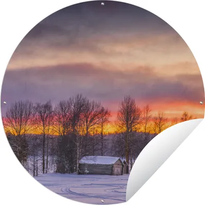 Produktbild von MuchoWow® Gartenposter Outdoor-Poster Rund Dämmerungsniederungen in Schweden Ø 90 cm Gartendeko Rundes Poster draußen