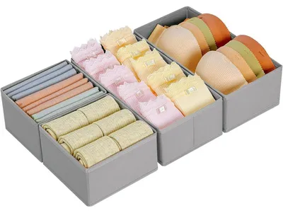 Produktbild von Schubladen Organizer 4 Stück faltbar Stoff Grau 30x15x9 cm & 15x15x9 cm