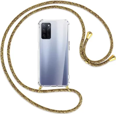 Produktbild von Handykette Backcover-Schutzhülle mit Band (Metall goldfarben) für Oppo A55 5G (PEMM00, PEMT00) - braun+beige