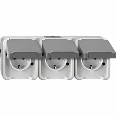 Produktbild von Merten SCHUKO-Dreifach- MEG2391-8029 Steckdose lgr waag. AQUASTAR