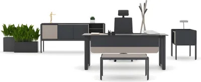 Produktbild von Arbeitszimmer Set Schreibtisch Büroschrank Kommode Couchtisch Antrazhit