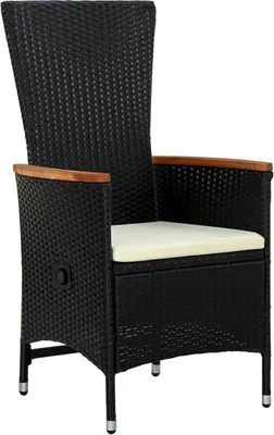 Image de vidaXL Chaises de jardin 2 pcs. avec coussins Poly rotin noir