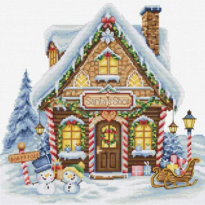 Productafbeelding van Luca-S kruisstikset "Kerstmanwinkel", telpatroon, 25x25 cm