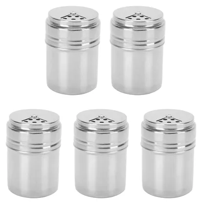 Image de 5PCS Bouteille à épices en acier inoxydable avec couvercle rotatif Gadget de cuisine Outil BBQ