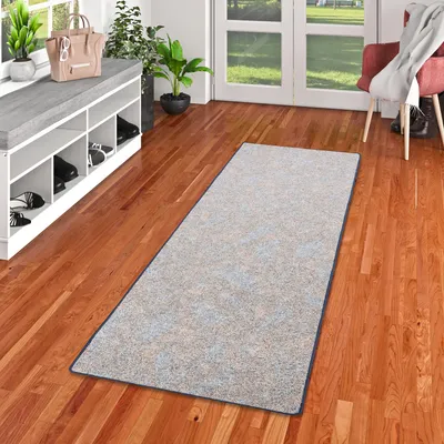 Produktbild von Schlingen Läufer Teppich Memory Grau Blau Meliert, Größe:80x320 cm