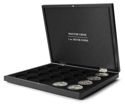 Produktbild von Volterra Uno - Münzkassette für 20 Silbermünzen „Malteserkreuz“ in Kapseln