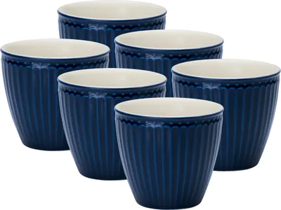 Produktbild von Greengate Alice Latte Cup dark blue 9 cm Set6