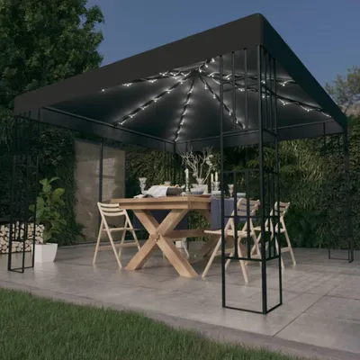 Image de Pavillon avec guirlande lumineuse LED 3x3 m Anthracite