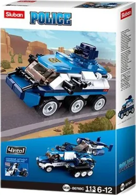 The image shows the product packaging for a Sluban Police building block set.