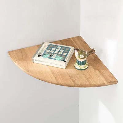 Produktbild von Eichenholz Eckregal rund für Schlafzimmer und Wohnzimmer