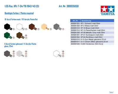Produktbild von TAMIYA 35059 1:35 Russischer KPz T-34/76 1942/43 Modellbausatz Plastik grün