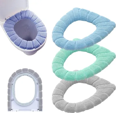 Produktbild von WC-Sitzwärmer, weich, dicker, wärmer, dehnbar, waschbar, aus Stoff, 3 Stück 3pcs(random Color)
