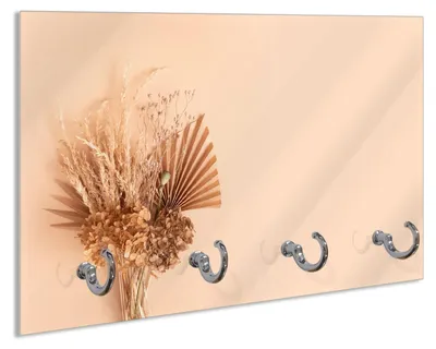 Produktbild von Wallario Handtuchhalter aus Glas, Motiv: Trockenblumenarrangement, 30 x 20 cm mit 4 Haken