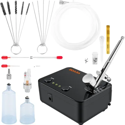 Imagen del producto de Kit de aerógrafo de doble acción VEVOR, con pistola de pintura, compresor de aire de 30 psi ± 15 %, 230 V. Kit de aerógrafo para maquillaje, manicura, tatuajes, pintura decorativa, manualidades y decoración de alimentos