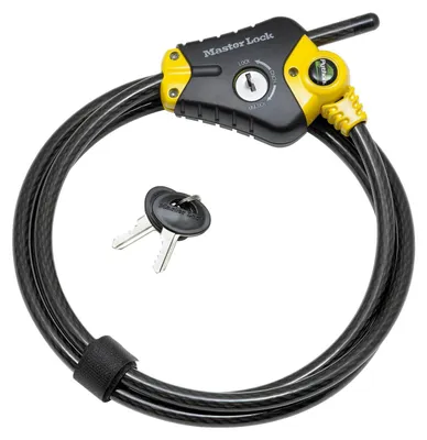 Produktbild von MASTER LOCK Verstellbares Kabelschloss mit Schüsselschloss [Kabel einstellbar von 30 cm bis 4,5 m] [Python] 8420EURD - Ideal für Sportausrüstung, Werkzeuge und Gartenmöbel