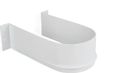 A white, curved plastic siphon cover with mounting brackets.