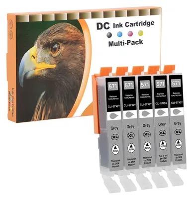 Produktbild von D&C 5X Grau Druckerpatronen Kompatibel für Canon CLI-571 GY für Canon PIXMA MG7752 MG7753 TS5050 TS5051 TS5053 TS5055 TS6050 TS6051 TS6052 TS8050 TS8051 TS8052 TS8053 TS9050 TS9055 MG5750 MG5751