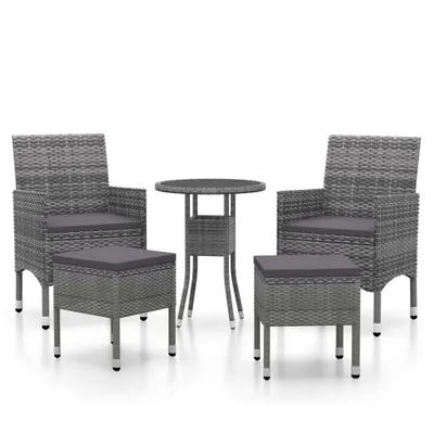 Immagine prodotto di set 5 pezzi da giardino in poly rattan grigio