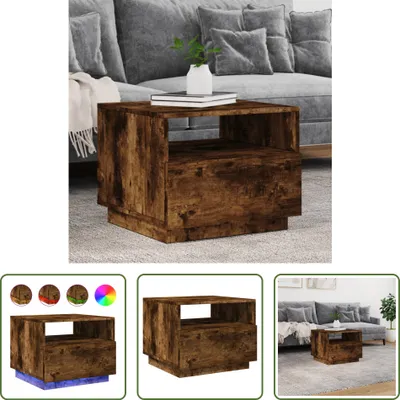 Obrázok produktu pre The Living Store Konferenčný stolík s LED osvetlením, údený dub 50x49x40 cm