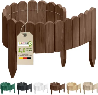 Zdjęcie produktu dla Drewniane obrzeże do ogrodu - elastyczne ogrodzenie - dekoracja ogrodu - regulowana długość - 100 x 10 cm - kolor brązowy