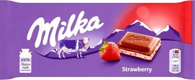 Zdjęcie produktu dla Milka Czekolada Truskawkowa z Delikatnym Nadzieniem Alpejskiego Mleka 100g