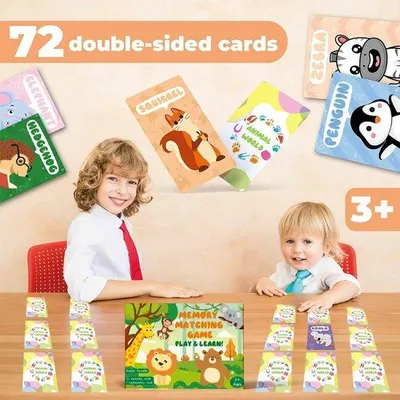 Produktbild von Englische Vokabelkarten für Kinder, Tiere, Essen, Gedächtnisspiele, Lernkarten